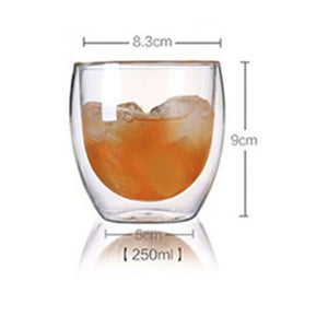 Heat Resistant Glass Mug Double Wall for Coffee, Tea, Cold Drinks