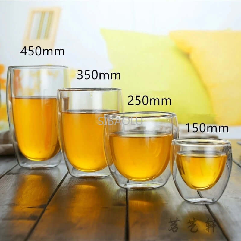 Heat Resistant Double Wall Glass Mugs for Coffee, Tea, Cold drinks